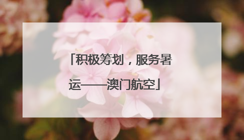 积极筹划，服务暑运——澳门航空