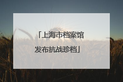 上海市档案馆发布抗战珍档
