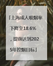 上海成人吸烟率下降至18.6%，提前达到2025年控烟目标
