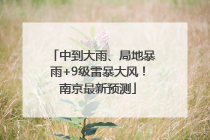 中到大雨、局地暴雨+9级雷暴大风！南京最新预测