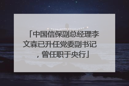 中国信保副总经理李文森已升任党委副书记，曾任职于央行