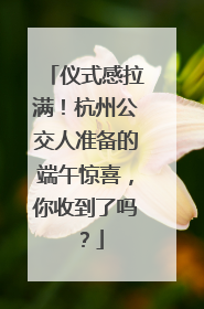 仪式感拉满！杭州公交人准备的端午惊喜，你收到了吗？