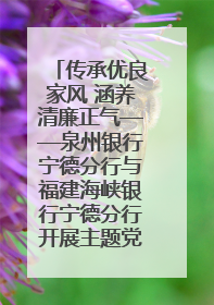 传承优良家风 涵养清廉正气——泉州银行宁德分行与福建海峡银行宁德分行开展主题党日活动