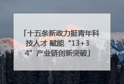 十五条新政力挺青年科技人才 赋能“13+34”产业链创新突破