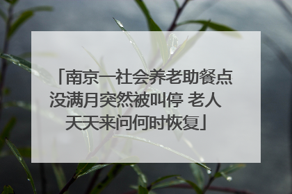 南京一社会养老助餐点没满月突然被叫停 老人天天来问何时恢复