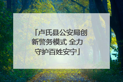 卢氏县公安局创新警务模式 全力守护百姓安宁