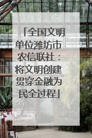 全国文明单位潍坊市农信联社：将文明创建贯穿金融为民全过程