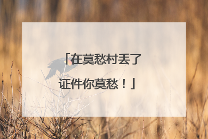 在莫愁村丢了证件你莫愁！