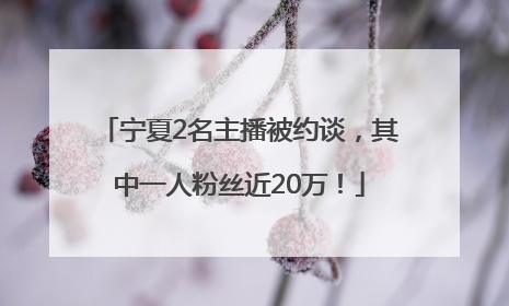 宁夏2名主播被约谈，其中一人粉丝近20万！
