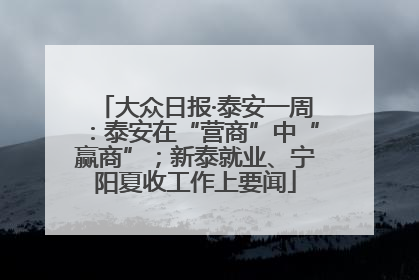 大众日报·泰安一周：泰安在“营商”中“赢商”；新泰就业、宁阳夏收工作上要闻