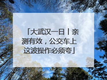 大武汉一日丨亲测有效，公交车上这波操作必须夸