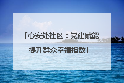 心安处社区：党建赋能 提升群众幸福指数