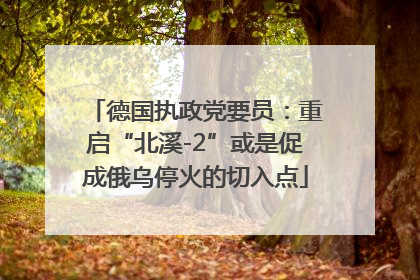 德国执政党要员：重启“北溪-2”或是促成俄乌停火的切入点