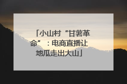 小山村“甘薯革命”：电商直播让地瓜走出大山