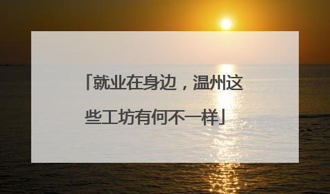 就业在身边，温州这些工坊有何不一样
