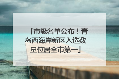 市级名单公布！青岛西海岸新区入选数量位居全市第一