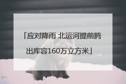 应对降雨 北运河提前腾出库容160万立方米