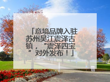 意境品牌入驻苏州吴江震泽古镇，“震泽四宝”对外发布！