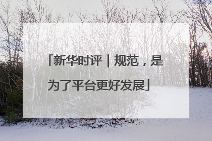 新华时评｜规范，是为了平台更好发展