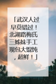 武汉人过早莫错过！北湖路梅氏三姊妹手工现包大馄饨，超鲜！