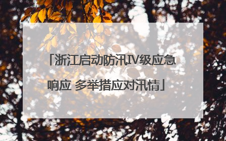 浙江启动防汛Ⅳ级应急响应 多举措应对汛情