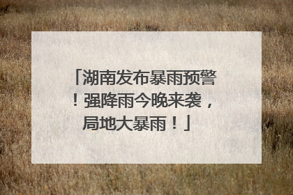 湖南发布暴雨预警！强降雨今晚来袭，局地大暴雨！