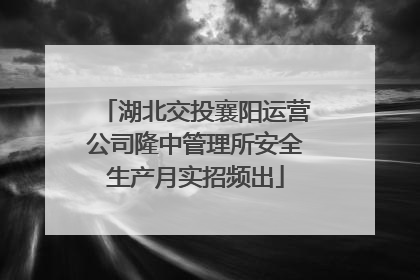 湖北交投襄阳运营公司隆中管理所安全生产月实招频出