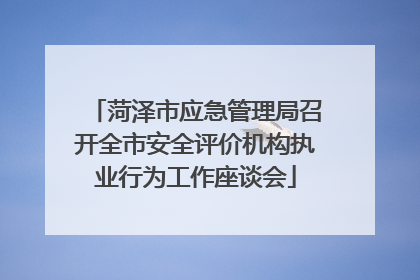 菏泽市应急管理局召开全市安全评价机构执业行为工作座谈会