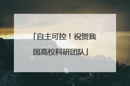 自主可控！祝贺我国高校科研团队