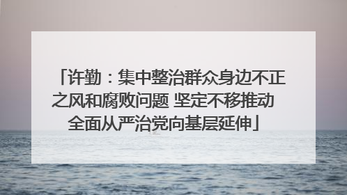 许勤：集中整治群众身边不正之风和腐败问题 坚定不移推动全面从严治党向基层延伸