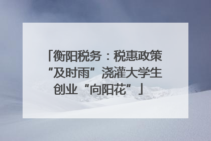 衡阳税务：税惠政策“及时雨”浇灌大学生创业“向阳花”