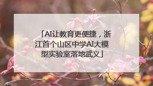 AI让教育更便捷，浙江首个山区中学AI大模型实验室落地武义